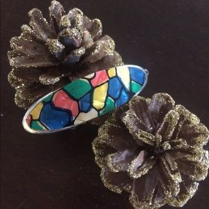 VTG 1960s Hair clip Stained Glass